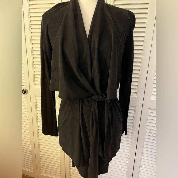 BCBG long suede sweater with tie - Picture 2 of 3